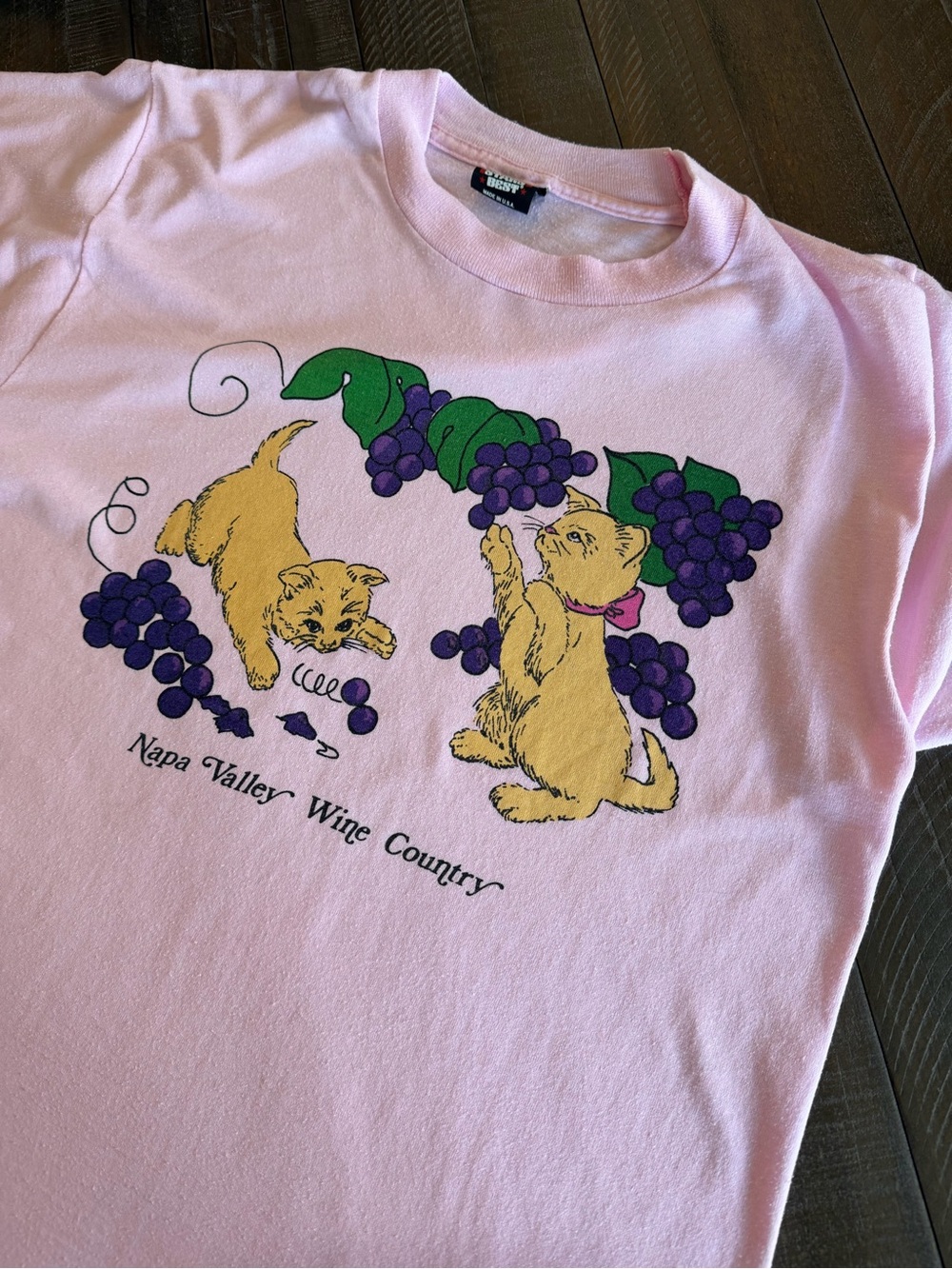 🐱🍇Vintage Screen Stars Best Napa Valley Wine Country Cat Tee - Size Large